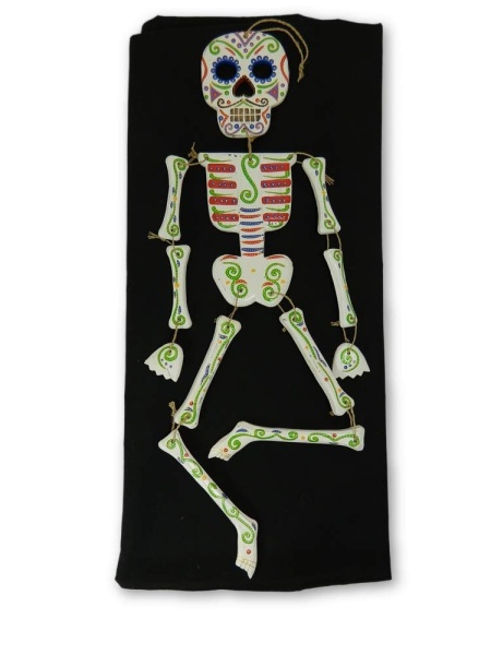 Day Of The Dead, Sugar Skull Skeleton Ornament Wall Art - Skeleton White 100cm